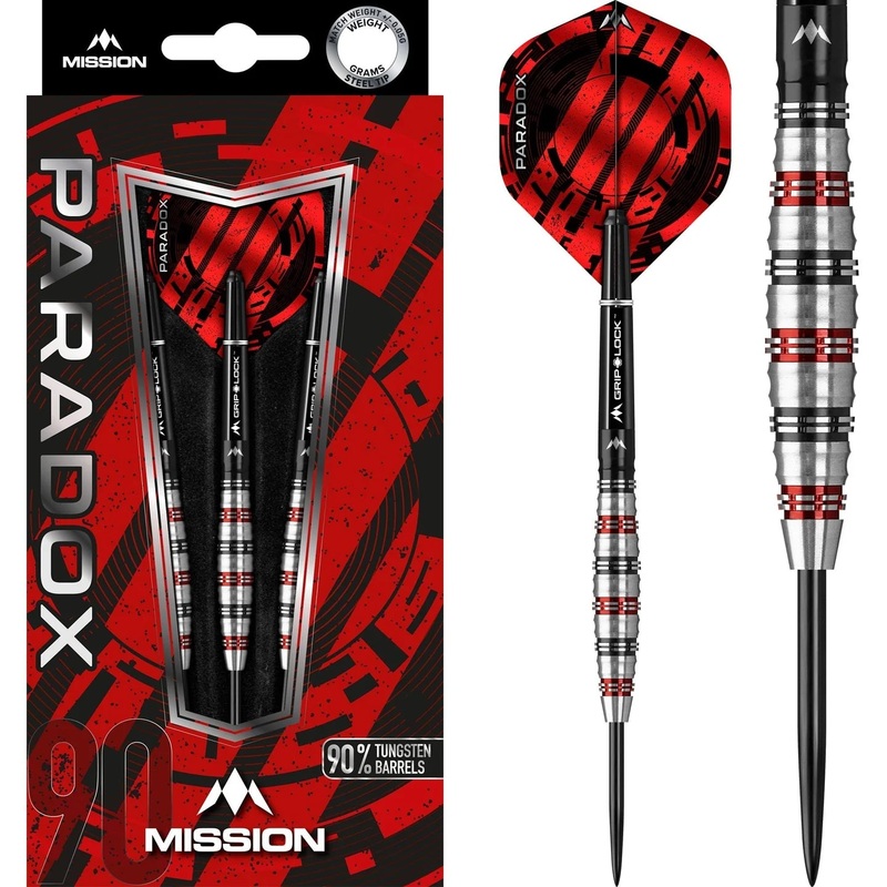 MISSION PARADOX DARTS CURVED M2 – STEEL TIP – 90% – BLACK & RED 26g