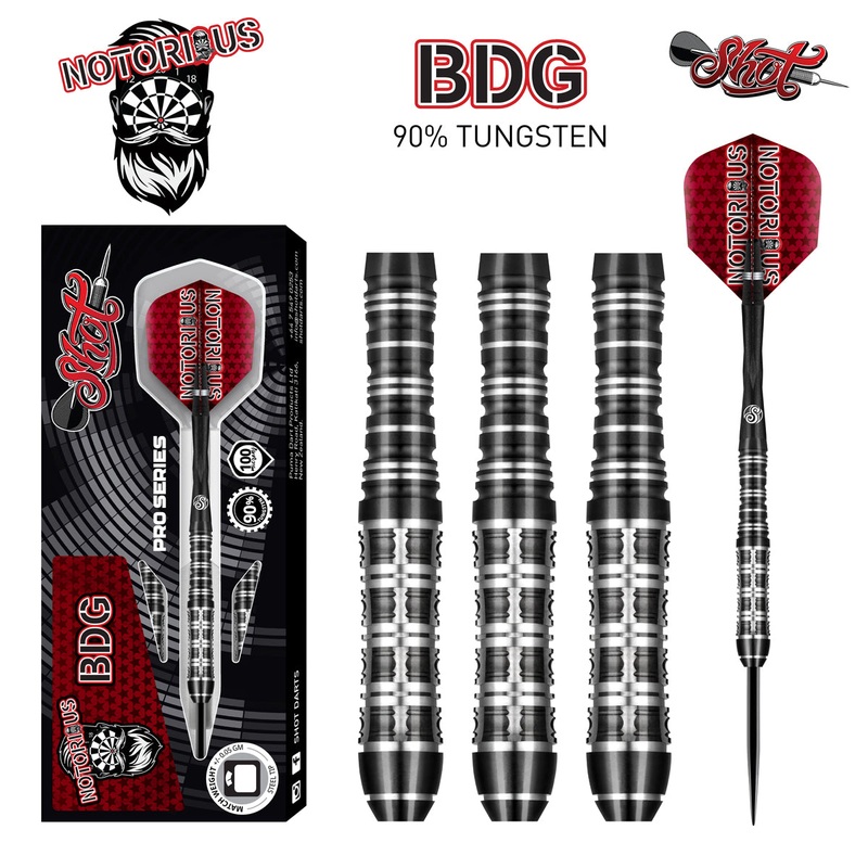 Shot Pro Series Notorious BDG 90% Tungsten Steel Tip Darts by Shot 24 Gram