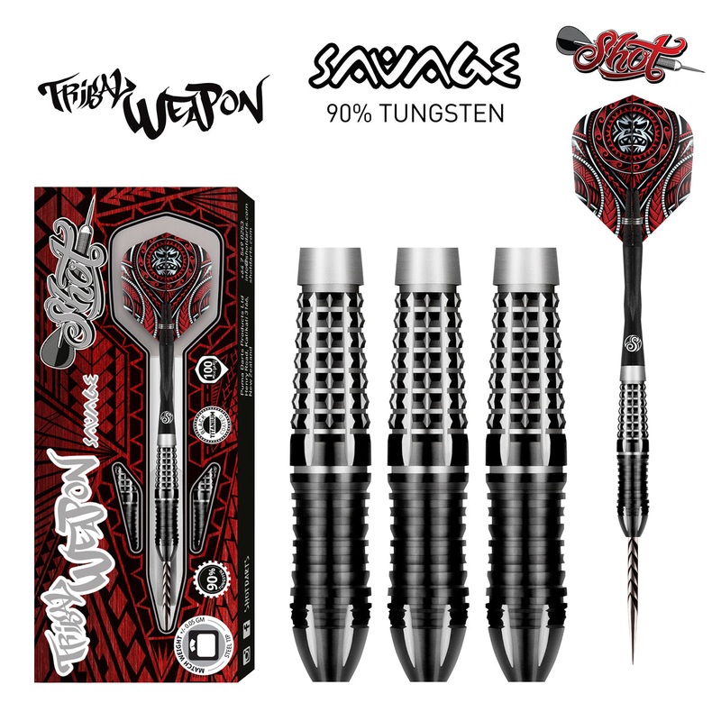 Shot Tribal Weapon Savage Steel Tip Dart Set-90% Tungsten-26gm
