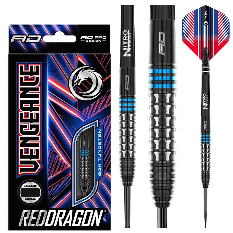 Vengeance Blue 90% Tungsten Steel Tip Darts by Red Dragon 22 Gram