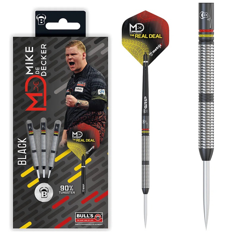 Bull’s DE Mike De Decker Black Edition 90% Tungsten Steel Tip Darts 22 GRAM