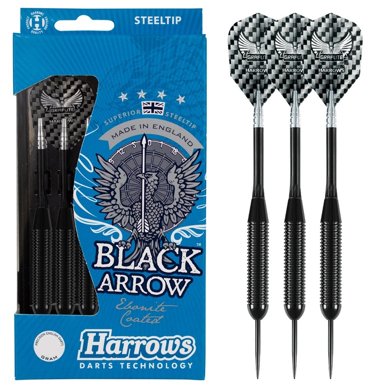 Harrows Black Arrow Brass Ringed Steel Tip Darts 19 Gram
