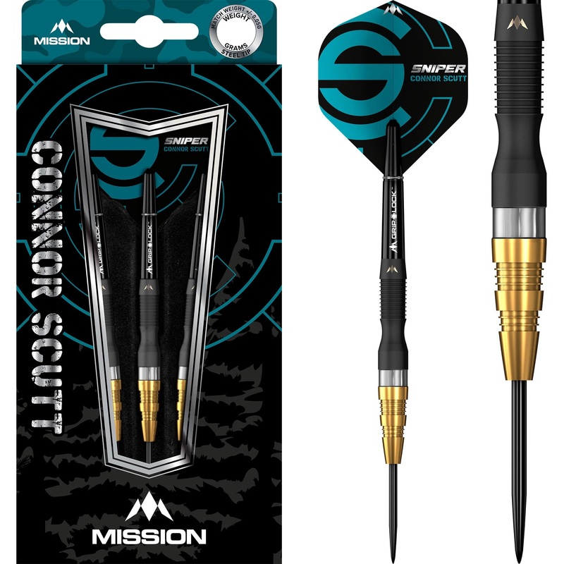 Mission Connor Scutt Darts – Steel Tip – Sniper – Black & Gold 22g