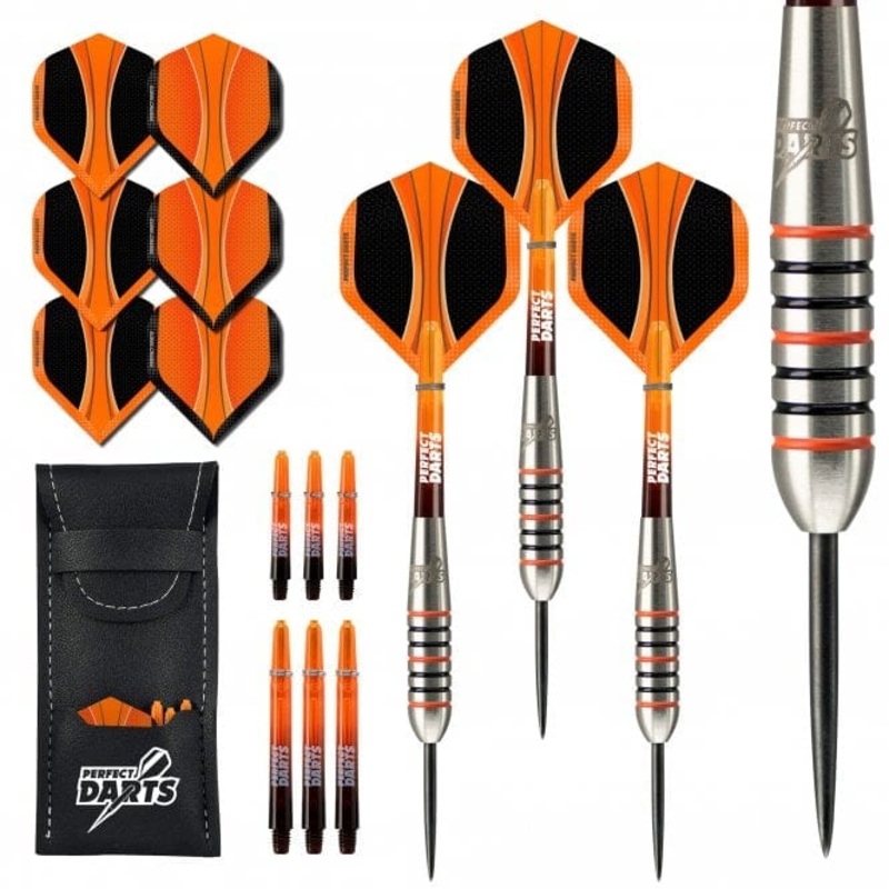 *Perfect Darts – Steel Tip – 90% Tungsten – Solarfox 3 – Torpedo – Black & Orange 22g