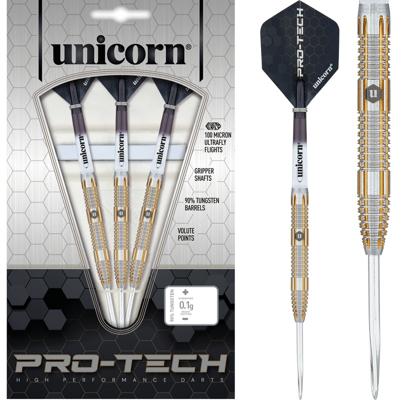 *Unicorn Protech Darts – Style 4 – Steel Tip – Gold Ring 20g