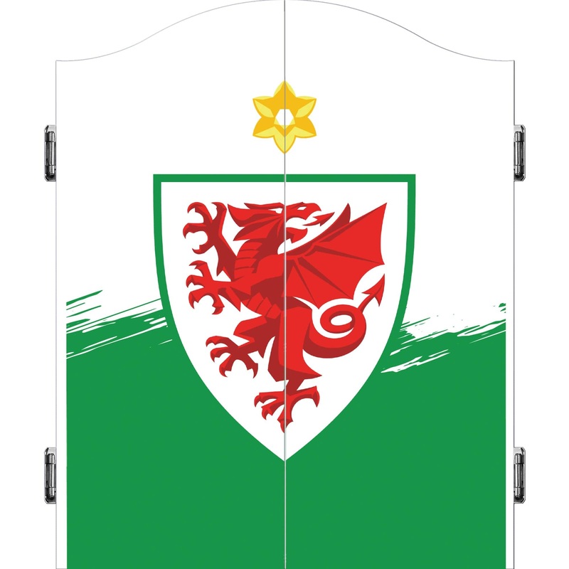 Wales FA – Dartboard Cabinet – Official Licensed – Welsh  Cymru – C3 – White & Green