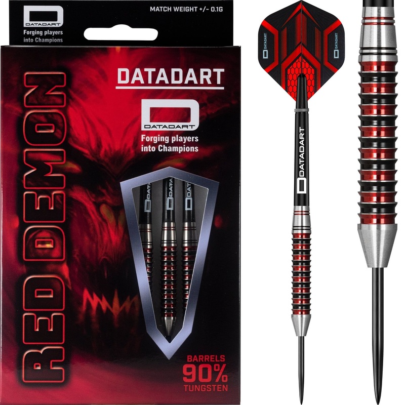 Datadart Red Demon Darts – Steel Tip – Red Rings 23g