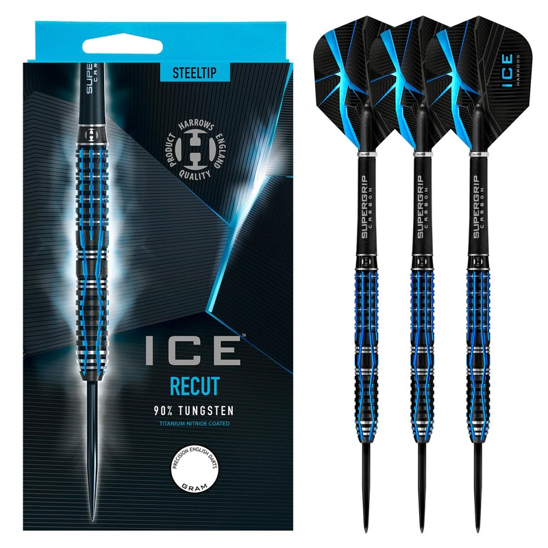 Harrows Ice Recut – Steel Tip Darts – 90% Tungsten – 21g