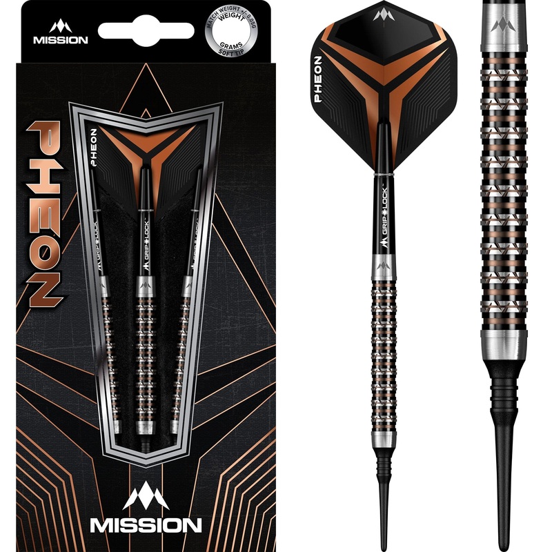 Mission Pheon Darts – Soft Tip – Electro – Black & Bronze 20g