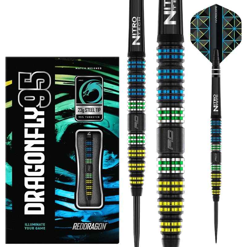 Red Dragon Dragonfly 95 Black – Tapered 95% Tungsten Steel Tip Darts 23 GRAM