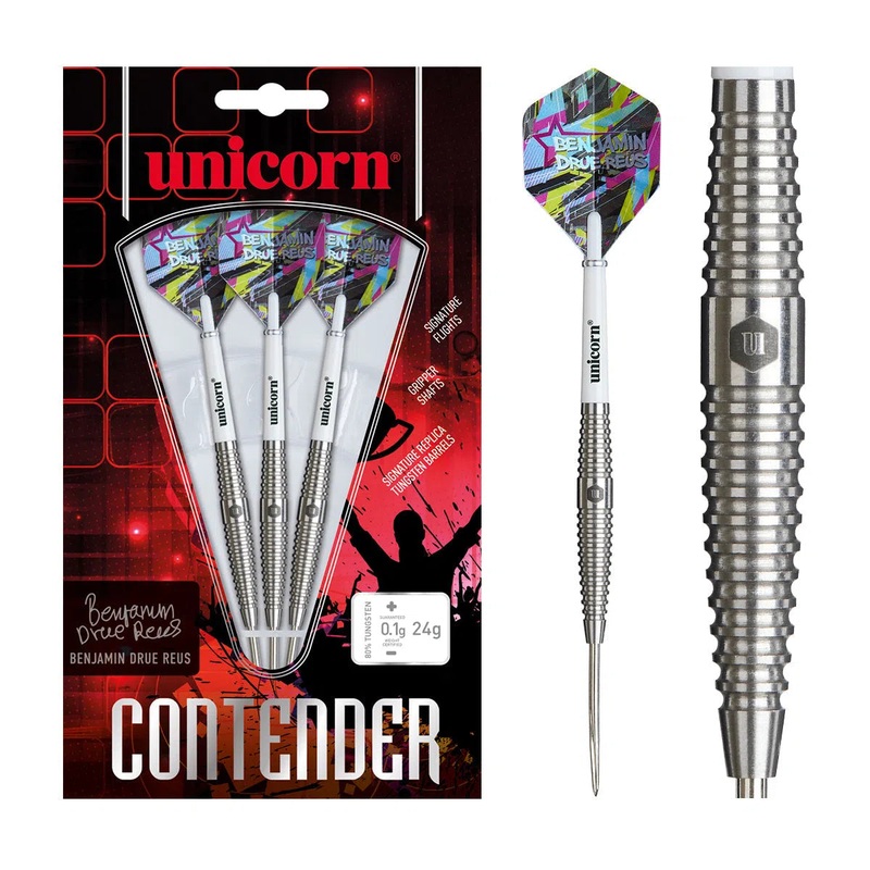 Unicorn Benjamin Drue Reus Contender 80% Tungsten Steel Tip Darts 24 GRAM