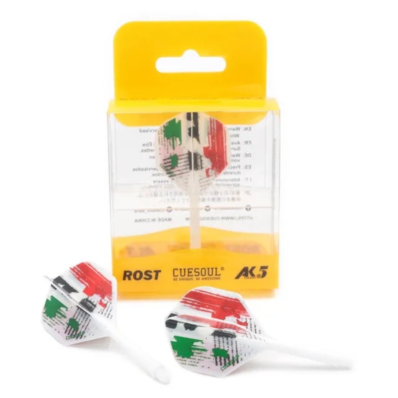 CUESOUL ROST AK5 Integrated Dart Shaft & Flight – Standard Shape – Medium – Italian Flag Italian Flag Medium (28mm in length excluding thread) Standard