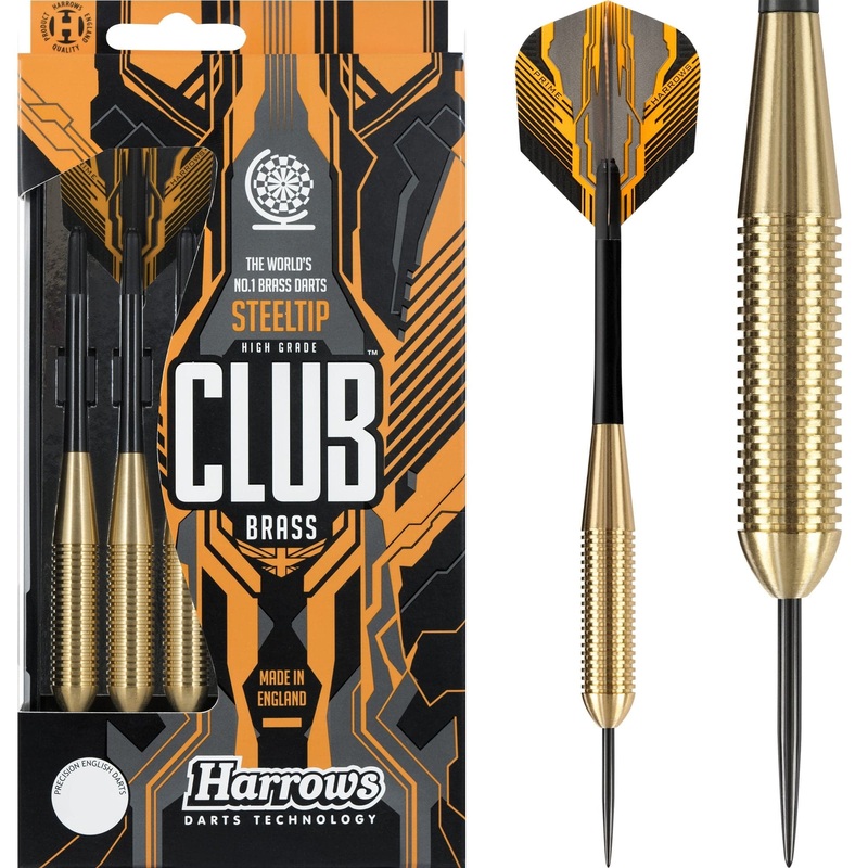 Harrows Club Brass Darts – Steel Tip – Solid Precision Brass – 27g 27g