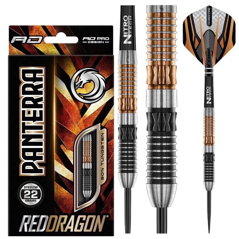 Red Dragon Panterra 90% Tungsten Steel Tip Darts 22 GRAM