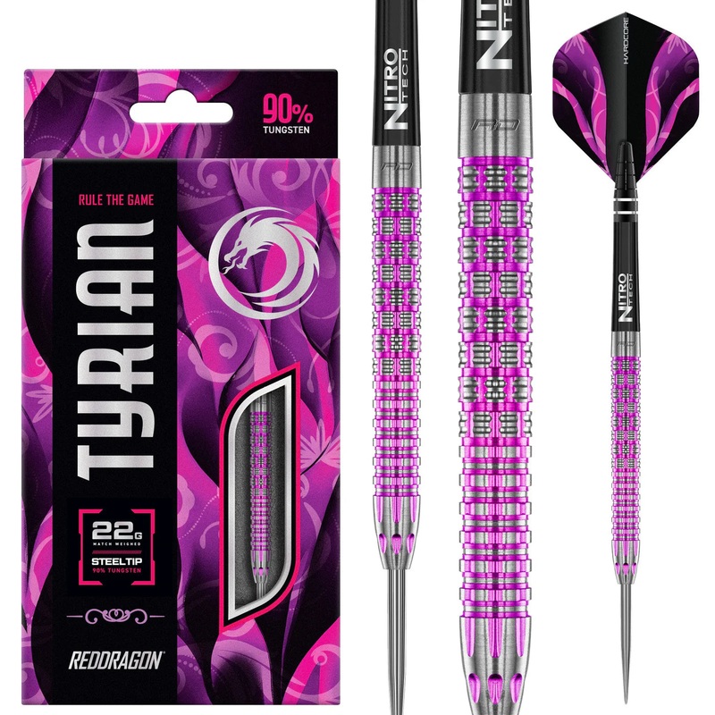 Red Dragon Tyrian Steel Tip Darts 90% Tungsten – 22gm