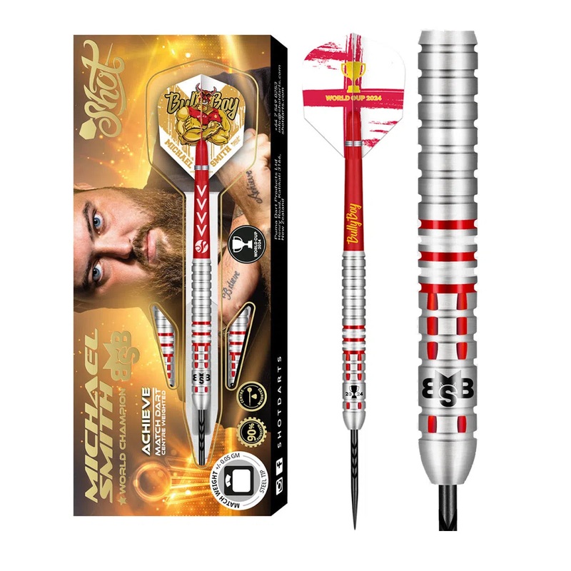 Shot Michael Smith Achieve World Cup 2024 90% Steel Tip Darts 24 GRAM