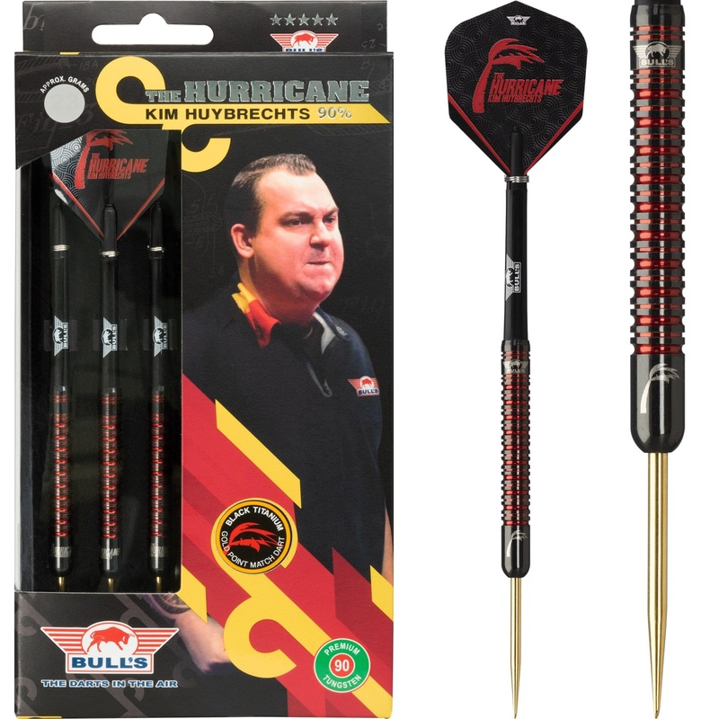 *Bulls Kim Huybrechts Darts – Steel Tip – Black – The Hurricane 22g