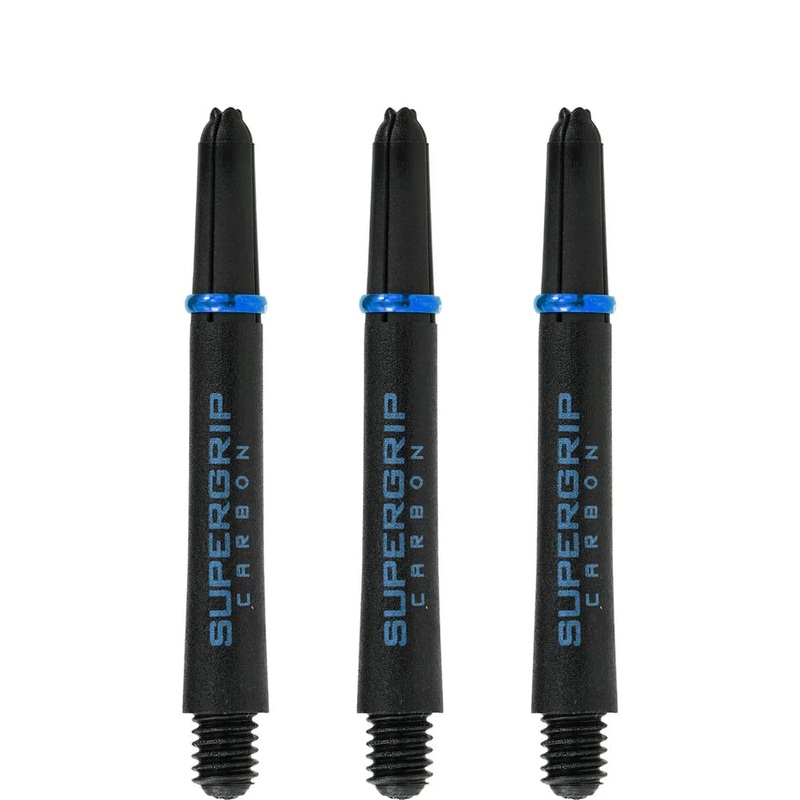 Harrows Supergrip Carbon Dart Shafts – Black & Aqua – Midi Carbon Midi (40mm in length excluding thread) Black/Aqua