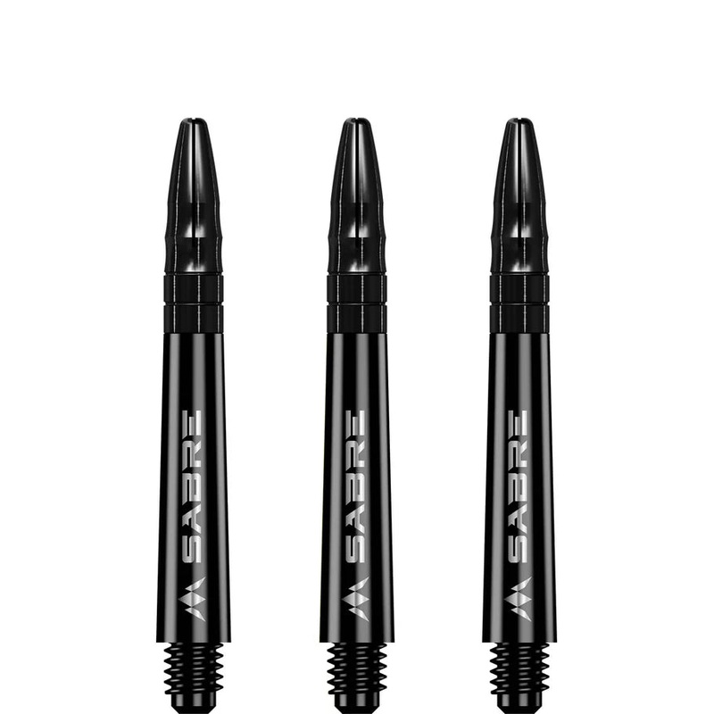 Mission Sabre Shafts – Polycarbonate Dart Stems – Black – Black Top – Tweenie Black with Black Top Tweenie (40mm in length excluding thread) Polycarbonate