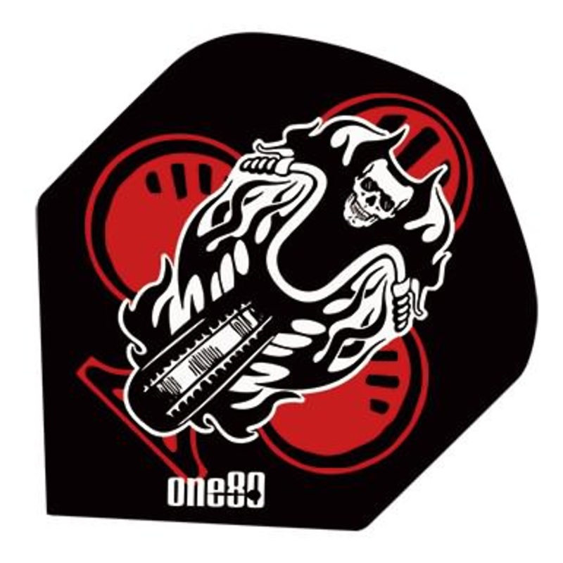One80 Poker 04 Club Skull Black Dart Flights Standard 130 Micron Poly