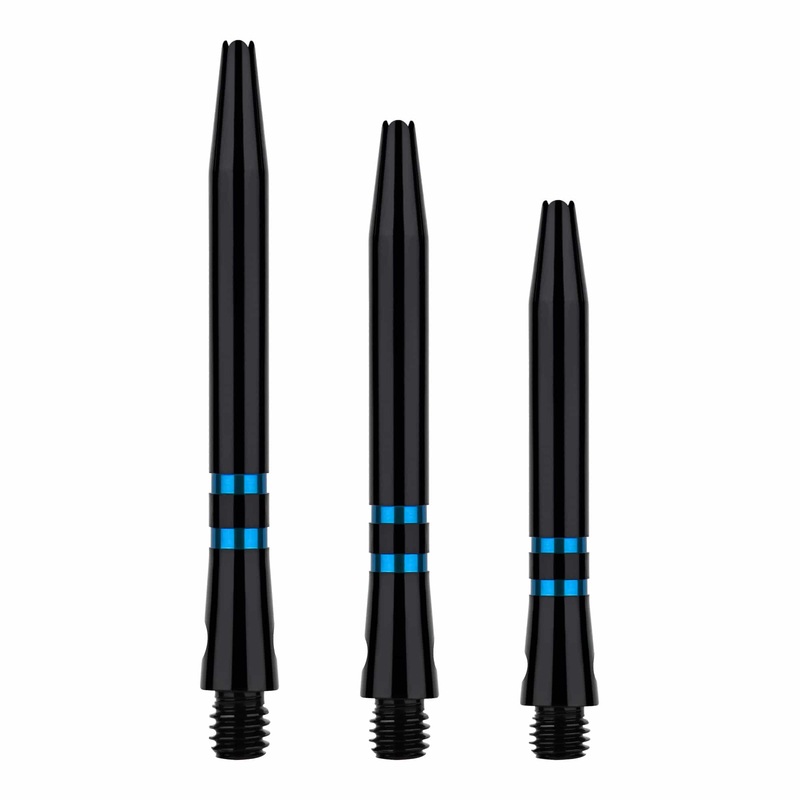 One80 TC Alu Dart Shafts – Regrooved Stems – Black & Blue Medium