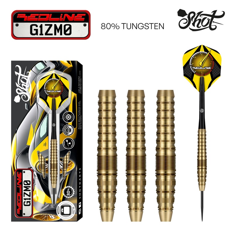 Shot Redline G1ZM0 Steel Tip Dart Set-80% Tungsten Barrels-25gm