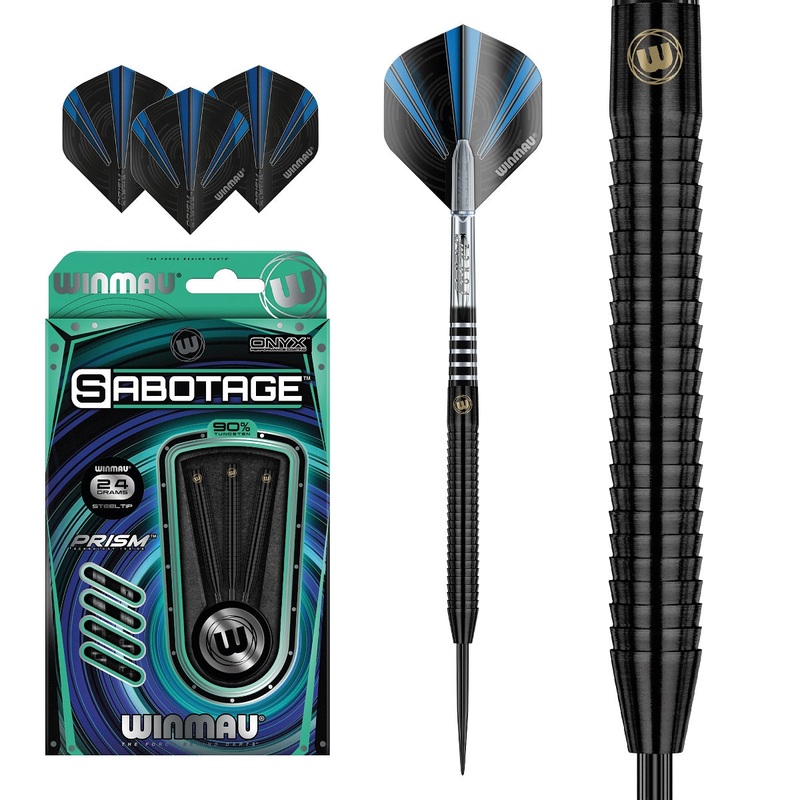 Winmau Sabotage Onyx 90% Tungsten Steel Tip Darts 22 Gram