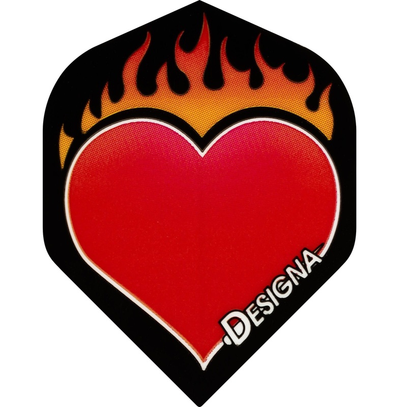*Designa Dart Flights – Extra Strong – Std – Hearts on Fire