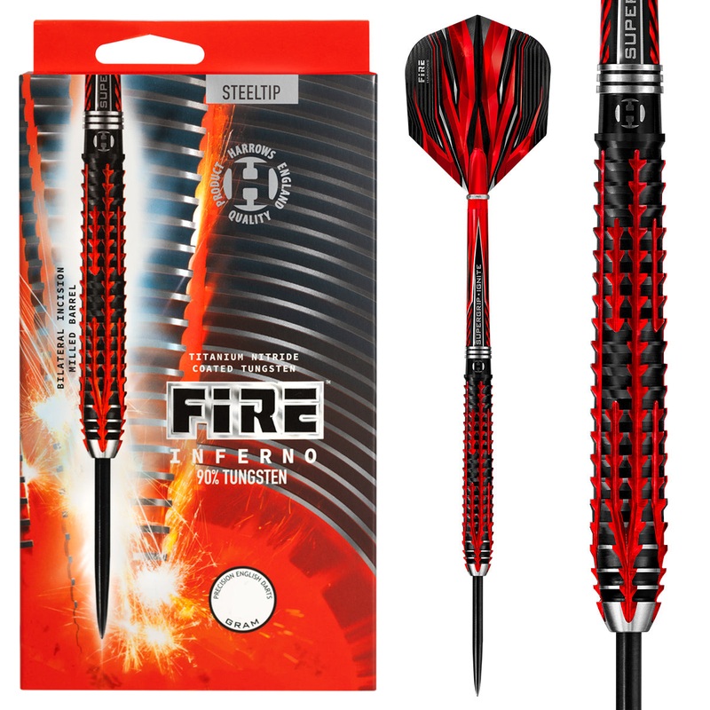 Harrows Fire Inferno 90% Tungsten Steel Tip Darts 21 Gram