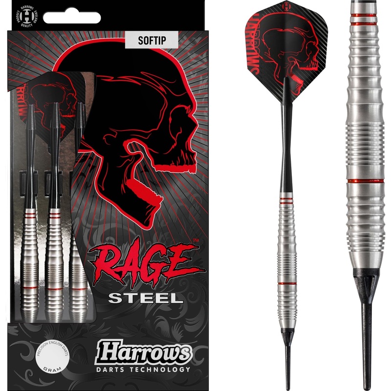 Harrows Rage Darts – Soft Tip – Stainless 18g