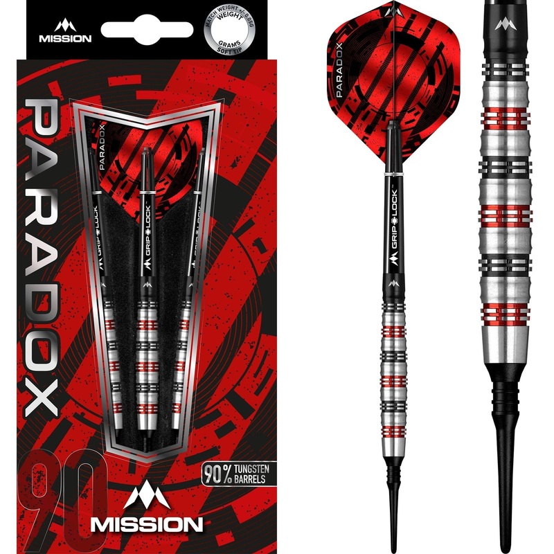 *Mission Paradox Darts – Soft Tip – Curved – M2 – Electro Black & Red 19g