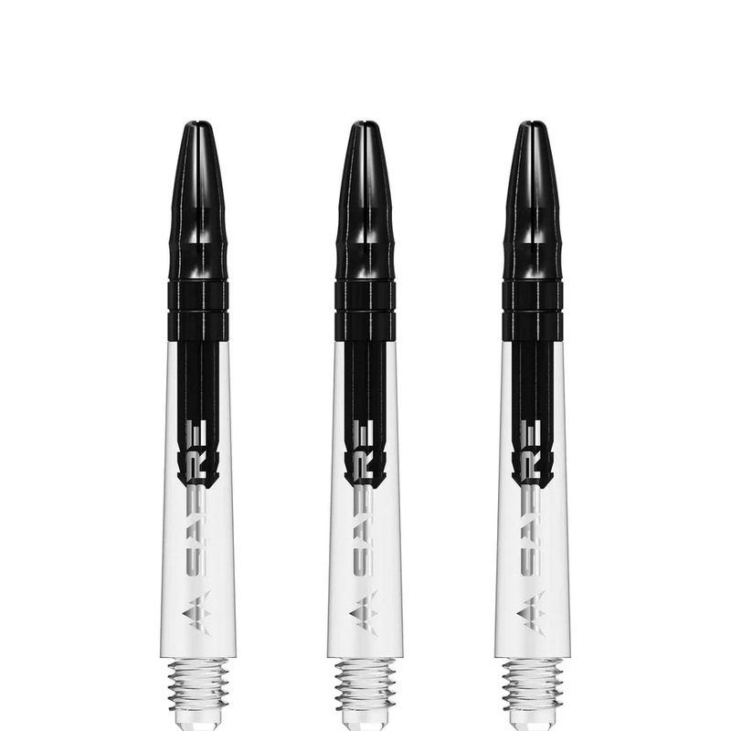 Mission Sabre Shafts – Polycarbonate Dart Stems – Clear – Black Top – Tweenie Clear with Black Top Tweenie (40mm in length excluding thread) Polycarbonate