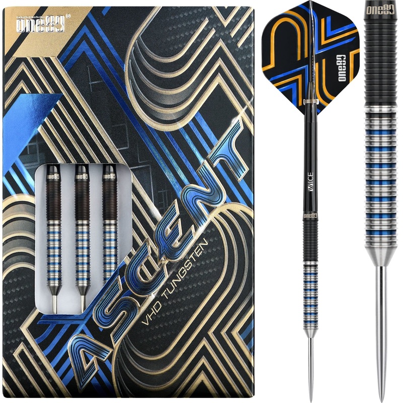 *One80 Ascent Darts – Steel Tip – S01 – Black & Blue 22g