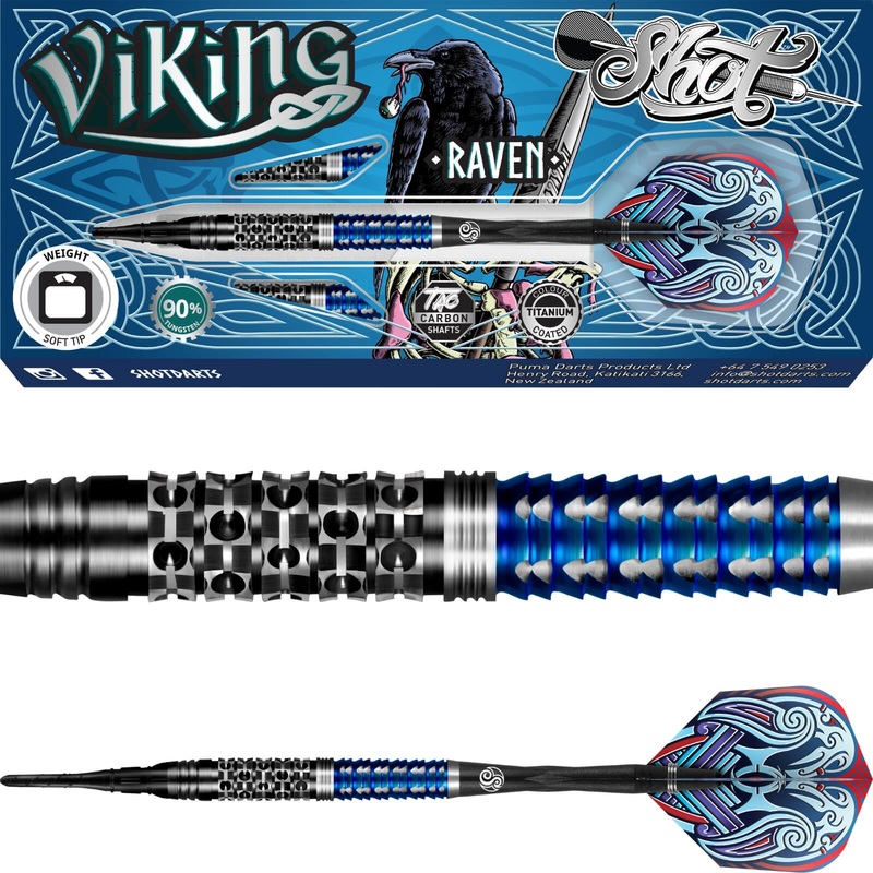 Shot – Viking Raven Darts – Soft Tip – 90% Tungsten – 18g 20g 18 grams