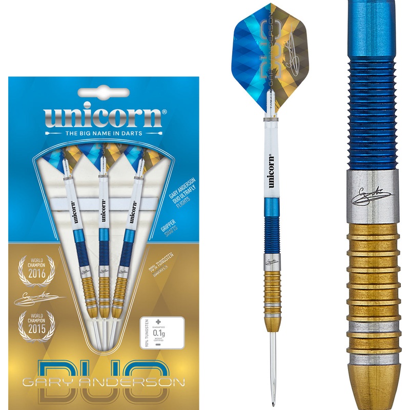 Gary Anderson Duo 90% Tungsten Steel Tip Darts by Unicorn 21 Gram