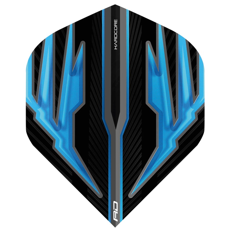 Hardcore Radical Black & Blue Brushed Standard Dart Flights by Red Dragon