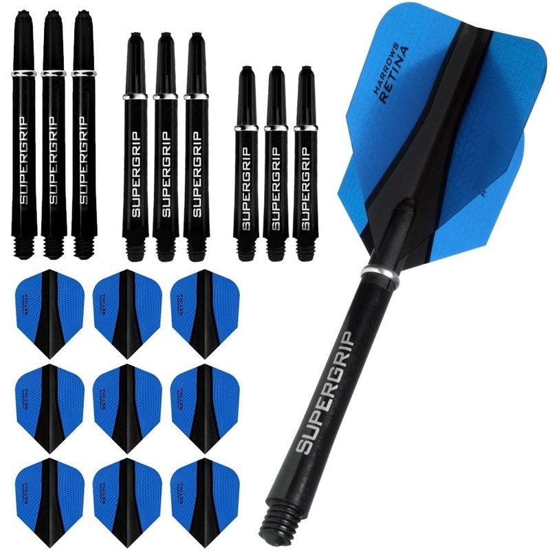 Harrows Retina-X Dart Flights and Shafts Combo Kit – 3 Sets – Blue