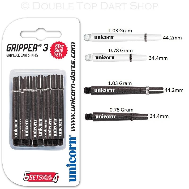 Unicorn Gripper 3 Value Pack Ring Grip Dart Stems / Shafts Black Medium