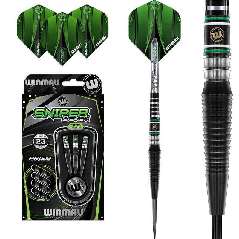 Winmau Sniper Black Style 2 90% Tungsten Steel Tip Darts 23 GRAM