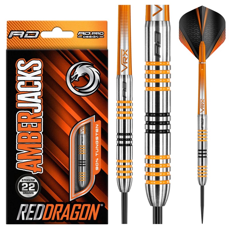 Amberjack 3 90% Tungsten Steel Tip Darts by Red Dragon 22 Gram