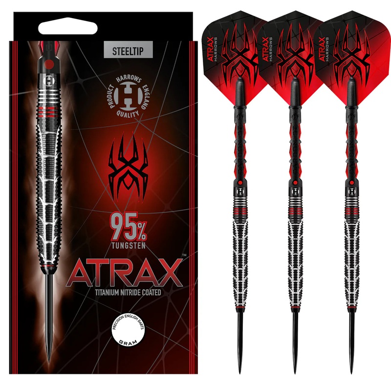 Harrows Atrax – Steel Tip Darts – 95% Tungsten – 24g