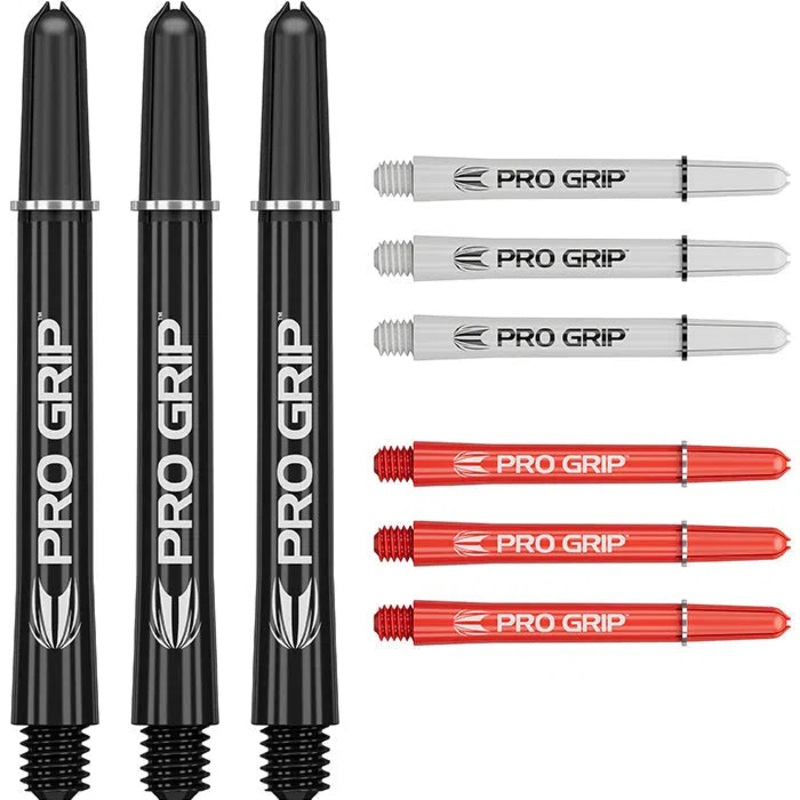 Target Darts Pro Grip Shafts Set – Black, White & Red x3 Sets Short