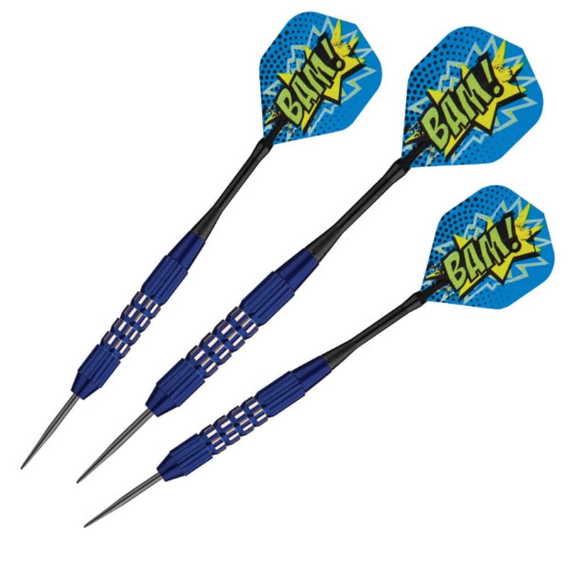Viper Comix Darts – Steel Tip – Coated Alloy – Cut Grooves – inc Extras – Blue 22g