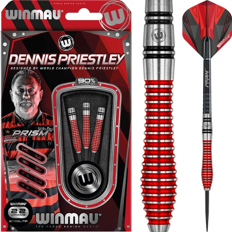 Winmau – Dennis Priestley Special Edition Darts – Steel Tip – 90% Tungsten – 22g 24g 22 grams