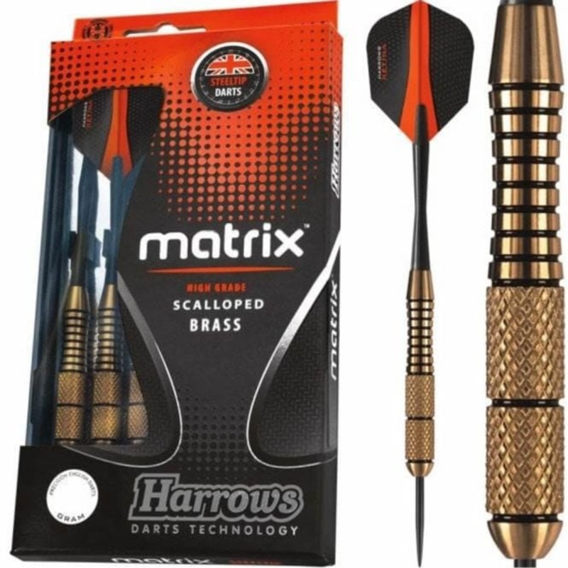 Harrows Matrix Darts – Steel Tip Brass – Scalloped Grip 18g