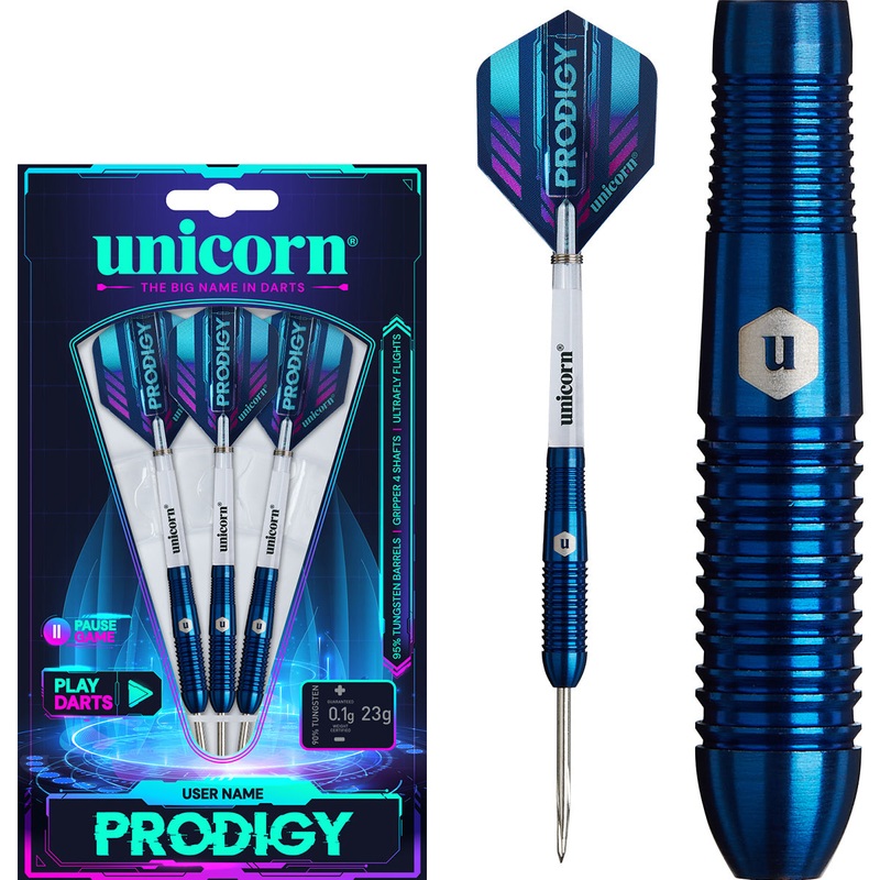 Prodigy S2 95% Tungsten Steel Tip Darts by Unicorn 23 Gram