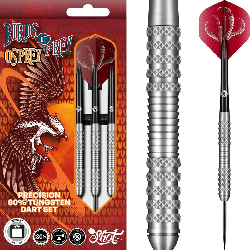Shot – Birds of Prey Osprey Darts – Steel Tip – 80% Tungsten – 23g 24g 26g 28g 30g 23 grams