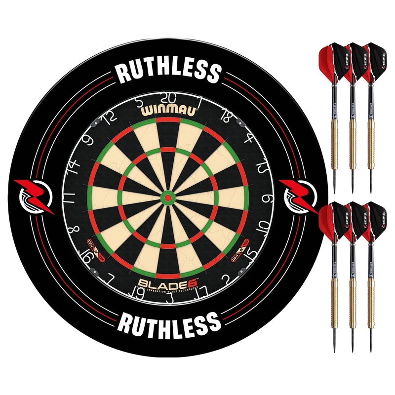 Winmau Blade 6 Dart Board with Surround & 2 Darts Sets – Professional – with Rota Lock System