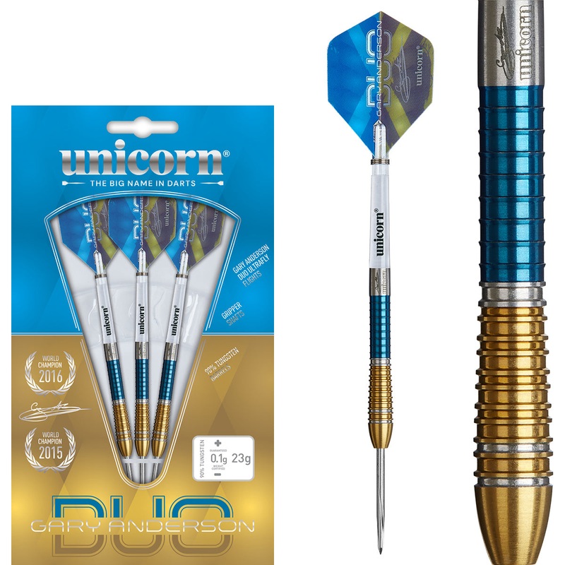 Gary Anderson Phase 6 Duo 90% Tungsten Steel Tip Darts by Unicorn 21 Gram