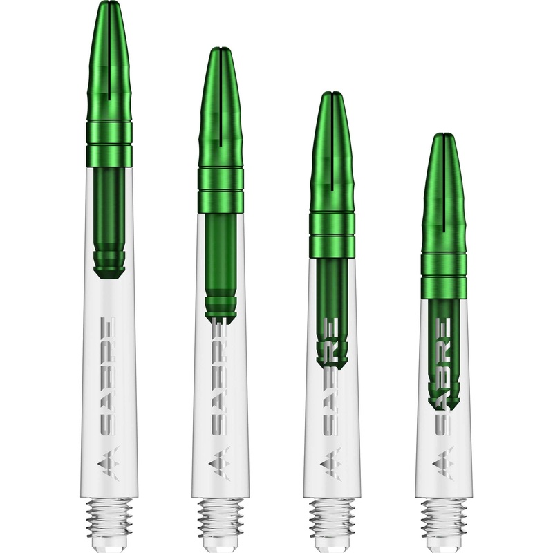 *Mission Sabre Shafts – Polycarbonate Dart Stems – Clear – Green Top Medium